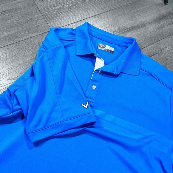 Callaway Other - Callaway Opti Dri  Polo Men's XL Blue Striped Short Sleeve Golf‎ Business EUC